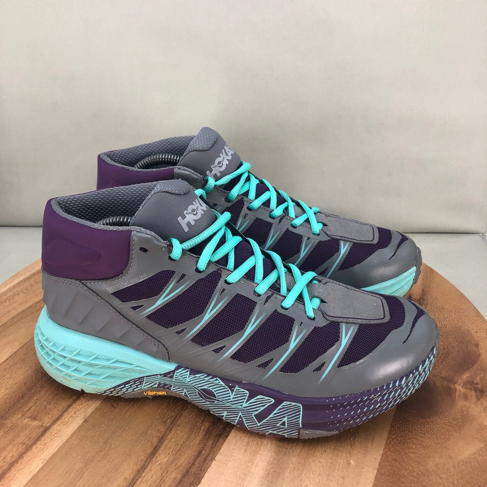Hoka One One Speedgoat Mid Waterproof Womens 9.5 Trail Running Shoes Gray Purple